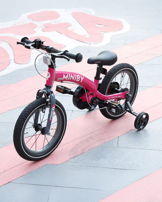 Qplay Miniby 3 in 1 Bike (14 Inch)-Balance Bike, Bicycle with Training Wheel Mode & Bicycle Mode-Adjustable Handlebar & Seat Height-Steering Limiter For Additional Safety-For 2.5 to 8Y-Pink