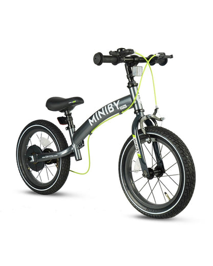 Qplay Miniby 3 in 1 Bike (14 Inch)-Balance Bike, Bicycle with Training Wheel Mode & Bicycle Mode-Adjustable Handlebar & Seat Height-Steering Limiter For Additional Safety-For 2.5 to 8Y-Grey
