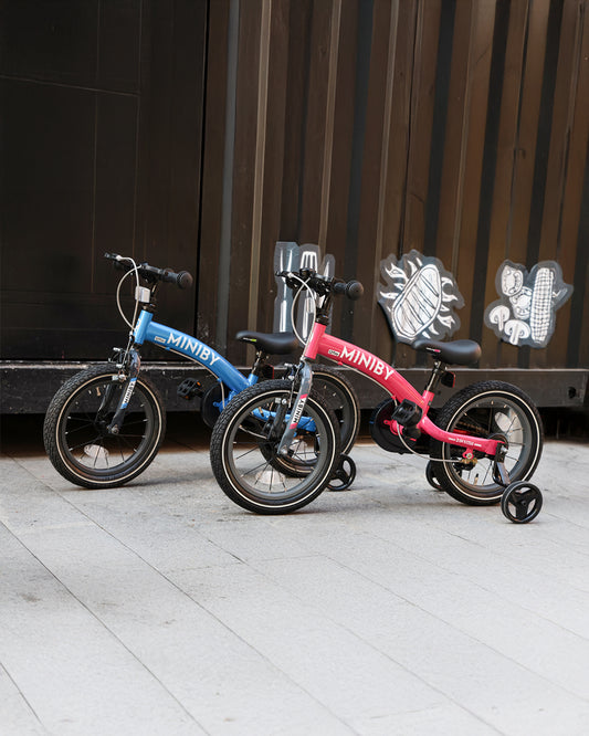 Qplay Miniby 3 in 1 Bike (14 Inch)-Balance Bike, Bicycle with Training Wheel Mode & Bicycle Mode-Adjustable Handlebar & Seat Height-Steering Limiter For Additional Safety-For 2.5 to 8Y-Green