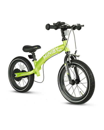Qplay Miniby 3 in 1 Bike (14 Inch)-Balance Bike, Bicycle with Training Wheel Mode & Bicycle Mode-Adjustable Handlebar & Seat Height-Steering Limiter For Additional Safety-For 2.5 to 8Y-Green