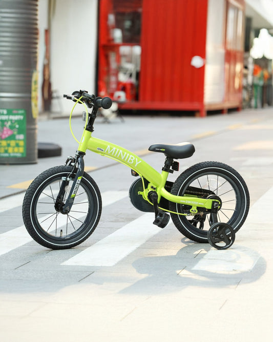 Qplay Miniby 3 in 1 Bike (14 Inch)-Balance Bike, Bicycle with Training Wheel Mode & Bicycle Mode-Adjustable Handlebar & Seat Height-Steering Limiter For Additional Safety-For 2.5 to 8Y-Green