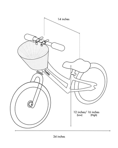 Todds Balance Bike-ISO 8124 Certified-12 Inches-Adjustable Handlebar & Seat Height-Hand Stitched Custom Grip-Non Toxic Lead Free Paint-18M+-Whimsy White