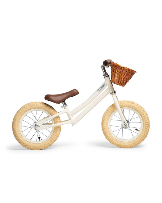 Todds Balance Bike-ISO 8124 Certified-12 Inches-Adjustable Handlebar & Seat Height-Hand Stitched Custom Grip-Non Toxic Lead Free Paint-18M+-Whimsy White