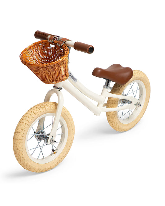 Todds Balance Bike-ISO 8124 Certified-12 Inches-Adjustable Handlebar & Seat Height-Hand Stitched Custom Grip-Non Toxic Lead Free Paint-18M+-Whimsy White