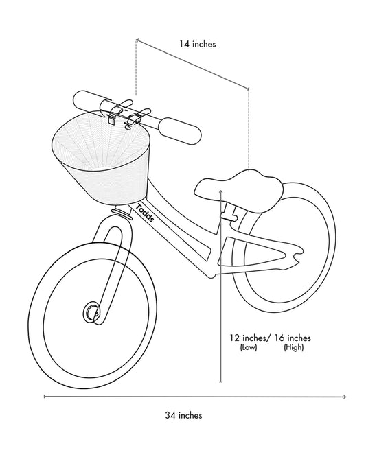 Todds Balance Bike-ISO 8124 Certified-12 Inches-Adjustable Handlebar & Seat Height-Hand Stitched Custom Grip-Non Toxic Lead Free Paint-18M+-Popsicle Pink
