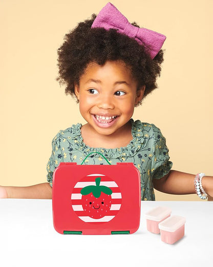 Skip Hop Spark Style Bento Lunch Box - With Microwave Safe Tray - Strawberry Design - For Feeding Infants