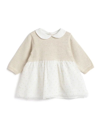 Chicco White & Pink Frock Dress-Polka Dots-Cotton-For Infants