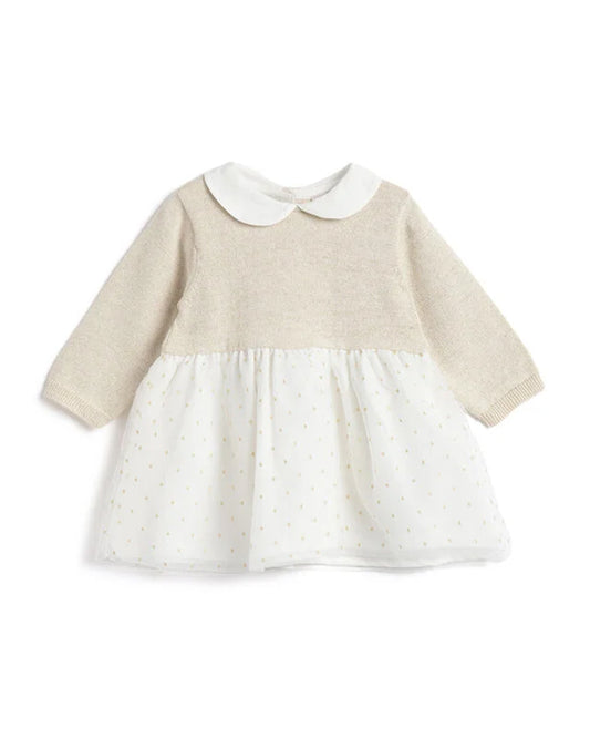 Chicco White & Pink Frock Dress-Polka Dots-Cotton-For Infants