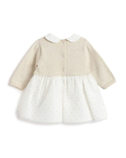 Chicco White & Pink Frock Dress-Polka Dots-Cotton-For Infants
