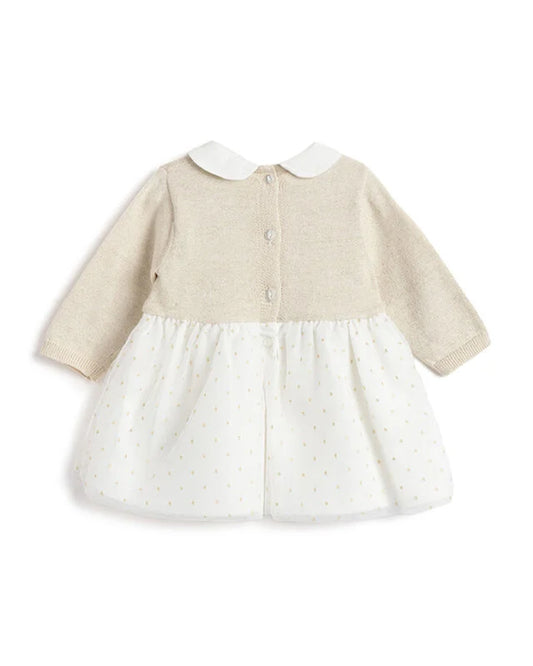 Chicco White & Pink Frock Dress-Polka Dots-Cotton-For Infants