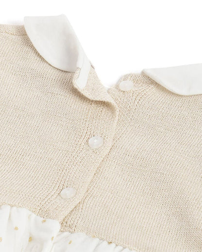Chicco White & Pink Frock Dress-Polka Dots-Cotton-For Infants