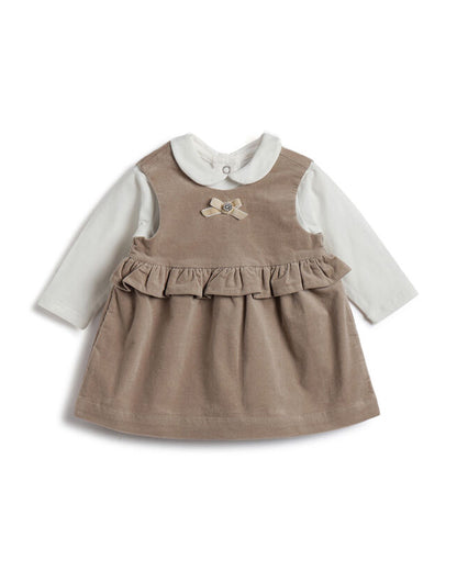 Chicco White & Natural T-shirt Dress-Solid-Cotton-For Infants