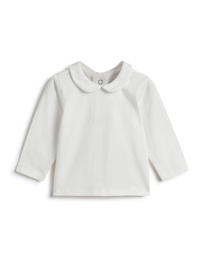 Chicco White & Natural T-shirt Dress-Solid-Cotton-For Infants