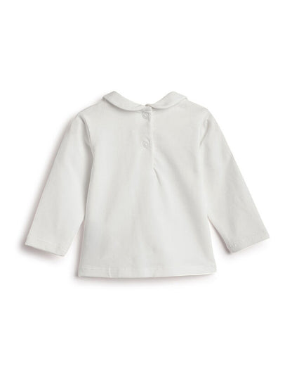 Chicco White & Natural T-shirt Dress-Solid-Cotton-For Infants