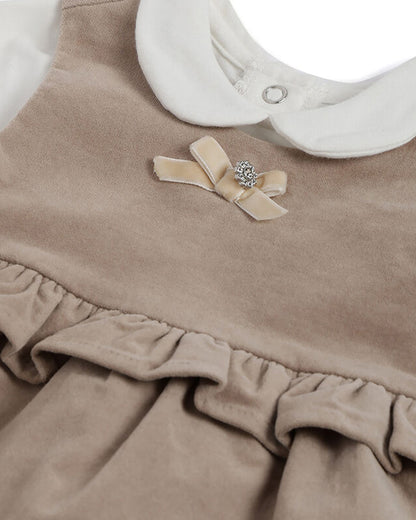 Chicco White & Natural T-shirt Dress-Solid-Cotton-For Infants