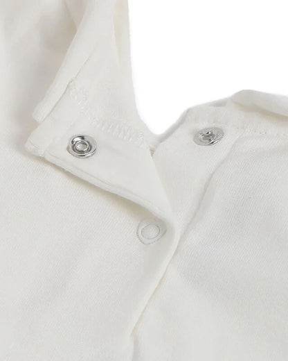 Chicco White & Natural T-shirt Dress-Solid-Cotton-For Infants