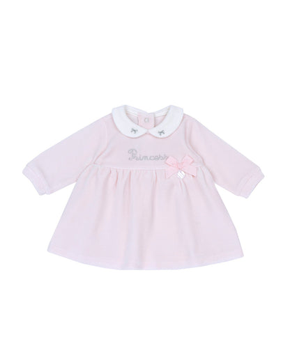 Chicco Pastel Pink Frock Dress-Solid-Cotton-For Infants