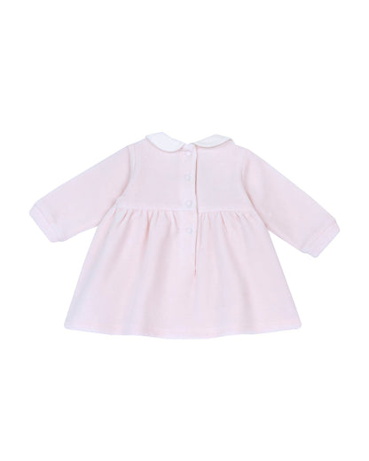 Chicco Pastel Pink Frock Dress-Solid-Cotton-For Infants