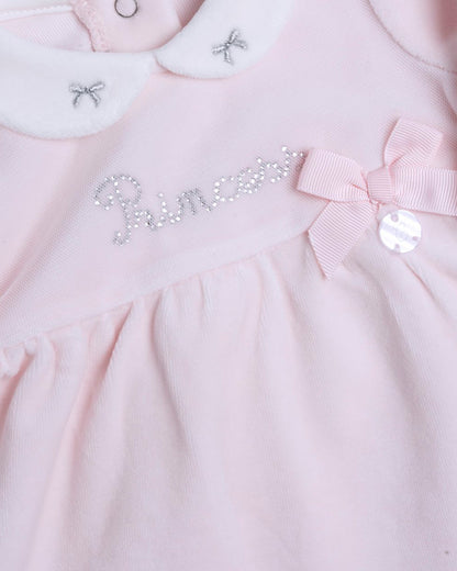 Chicco Pastel Pink Frock Dress-Solid-Cotton-For Infants