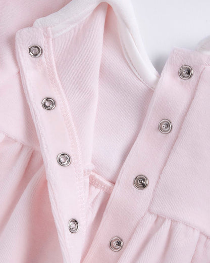Chicco Pastel Pink Frock Dress-Solid-Cotton-For Infants