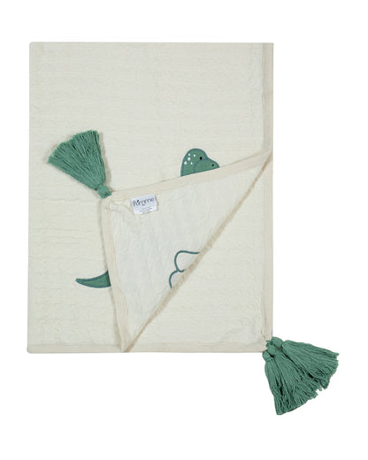 Pomme Houndstooth Quilted Ultra Soft Blanket-100% Cotton-Off White-For Infants