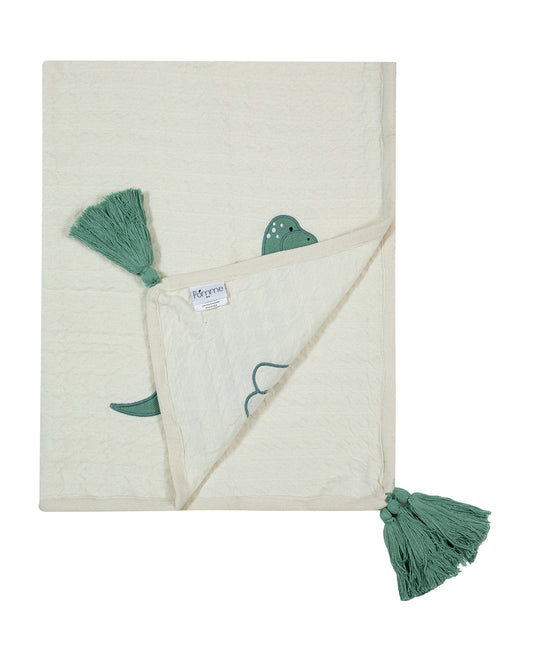 Pomme Houndstooth Quilted Ultra Soft Blanket-100% Cotton-Off White-For Infants