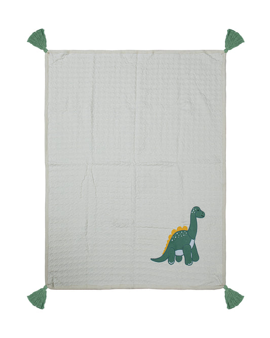 Pomme Houndstooth Quilted Ultra Soft Blanket-100% Cotton-Off White-For Infants