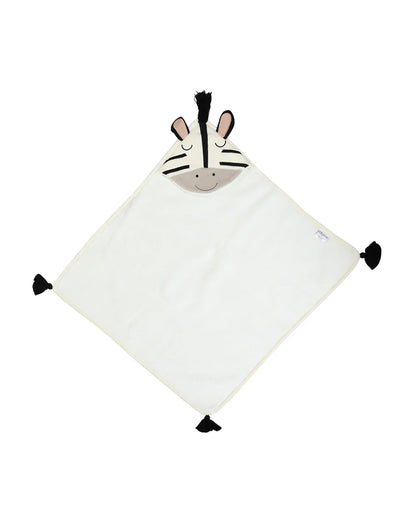 Pomme Zebra Knitted Ultra Soft Hooded Blanket-100% Cotton-Black & White-For Infants