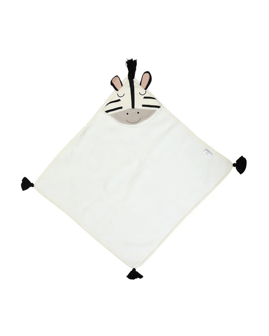Pomme Zebra Knitted Ultra Soft Hooded Blanket-100% Cotton-Black & White-For Infants