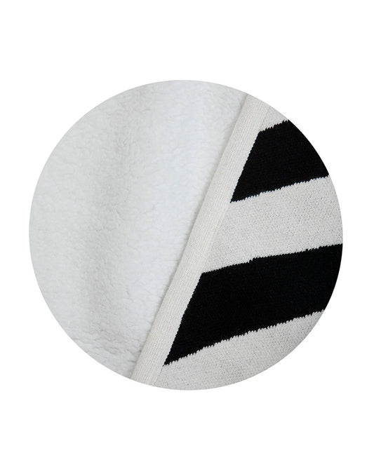 Pomme Zebra Knitted Ultra Soft Hooded Blanket-100% Cotton-Black & White-For Infants
