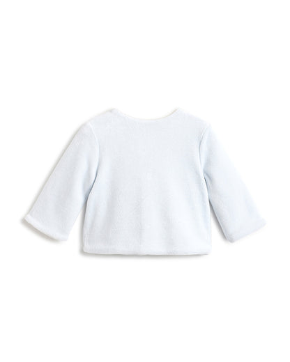 Chicco Light Blue Reversible Winter Wear Cardigan-Printed-Cotton & Polyester-For Infants
