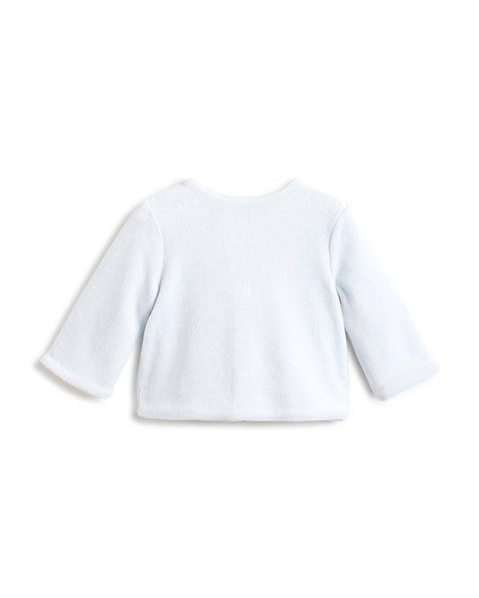 Chicco Light Blue Reversible Winter Wear Cardigan-Printed-Cotton & Polyester-For Infants