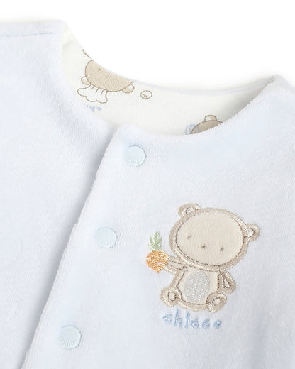 Chicco Light Blue Reversible Winter Wear Cardigan-Printed-Cotton & Polyester-For Infants