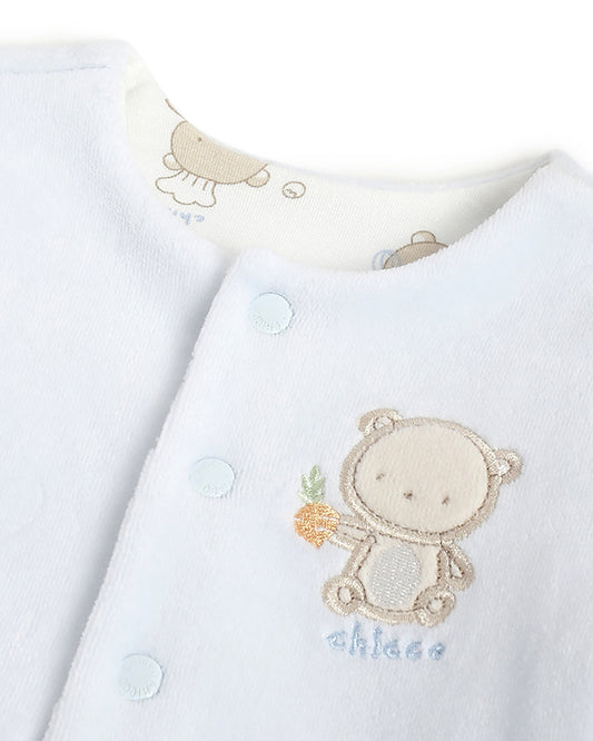 Chicco Light Blue Reversible Winter Wear Cardigan-Printed-Cotton & Polyester-For Infants