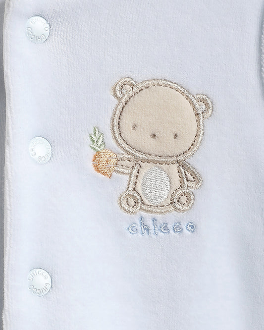 Chicco Light Blue Reversible Winter Wear Cardigan-Printed-Cotton & Polyester-For Infants