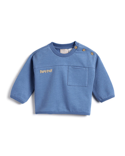 Chicco Blue Winter Wear Sweatshirt-Solid-Cotton-For Infants