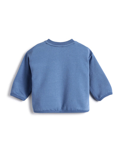 Chicco Blue Winter Wear Sweatshirt-Solid-Cotton-For Infants