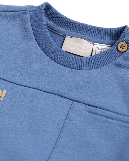 Chicco Blue Winter Wear Sweatshirt-Solid-Cotton-For Infants