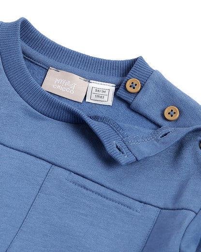 Chicco Blue Winter Wear Sweatshirt-Solid-Cotton-For Infants