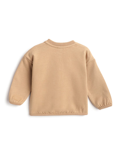 Chicco Tan Winter Wear Sweatshirt-Solid-Cotton-For Infants