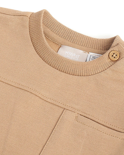 Chicco Tan Winter Wear Sweatshirt-Solid-Cotton-For Infants
