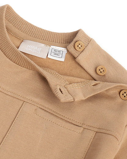 Chicco Tan Winter Wear Sweatshirt-Solid-Cotton-For Infants