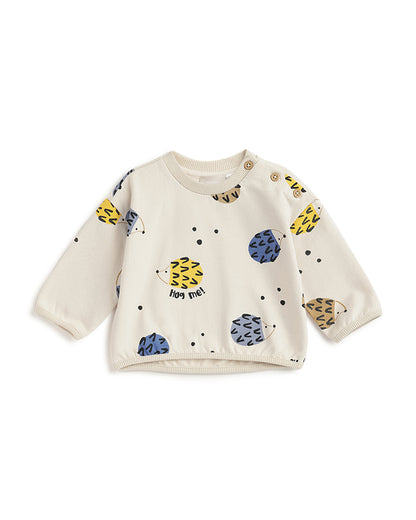 Chicco Cream Winter Wear Sweatshirt-Printed-Cotton-For Infants