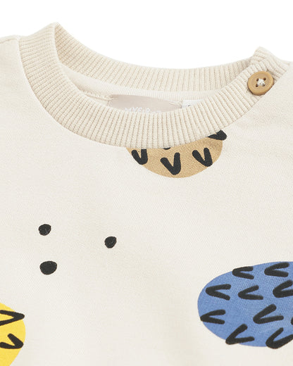 Chicco Cream Winter Wear Sweatshirt-Printed-Cotton-For Infants