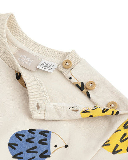 Chicco Cream Winter Wear Sweatshirt-Printed-Cotton-For Infants