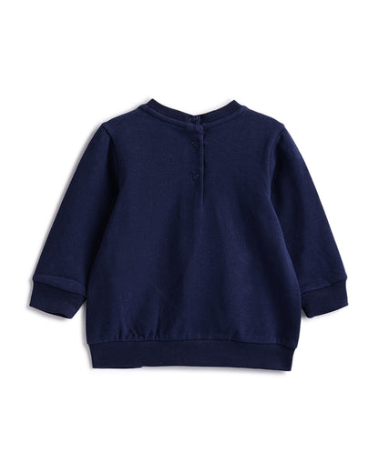 Chicco Navy Blue & White Winter Wear Sweatshirt & Pajama Set-Teddy Print-Cotton & Elastane-For Infants