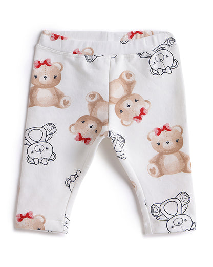 Chicco Navy Blue & White Winter Wear Sweatshirt & Pajama Set-Teddy Print-Cotton & Elastane-For Infants