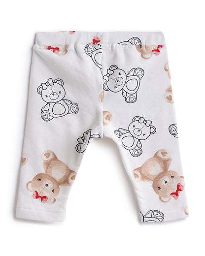 Chicco Navy Blue & White Winter Wear Sweatshirt & Pajama Set-Teddy Print-Cotton & Elastane-For Infants