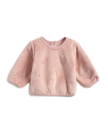 Chicco Peach Pink Winter Wear Sweater-Solid-Polyester-For Infants