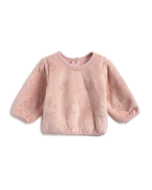 Chicco Peach Pink Winter Wear Sweater-Solid-Polyester-For Infants